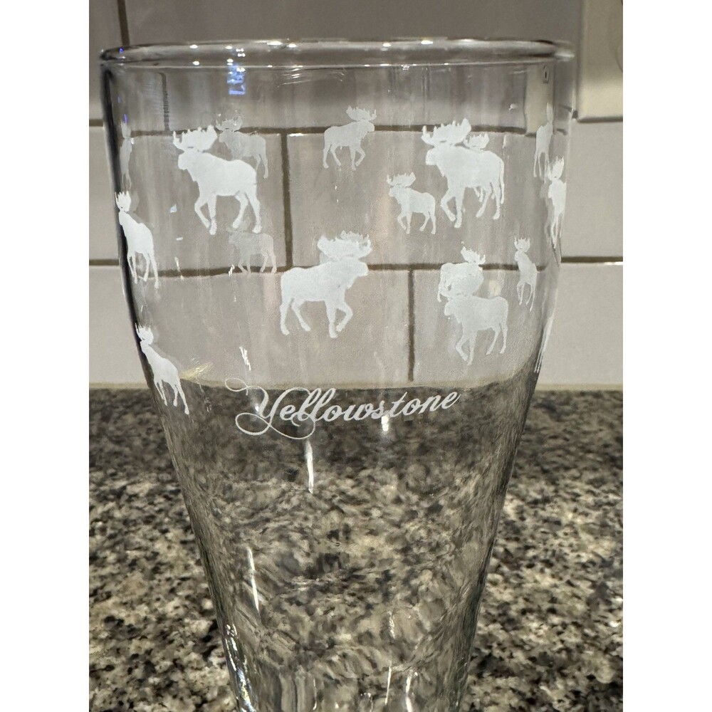 16oz Yellowstone National Park Pilsner Glass w/Moose 9.25”